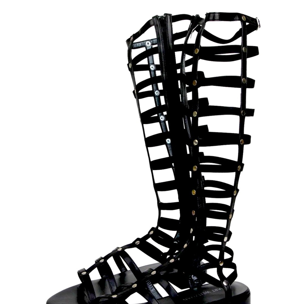 Stuart Weitzman gladiator black nappa leather